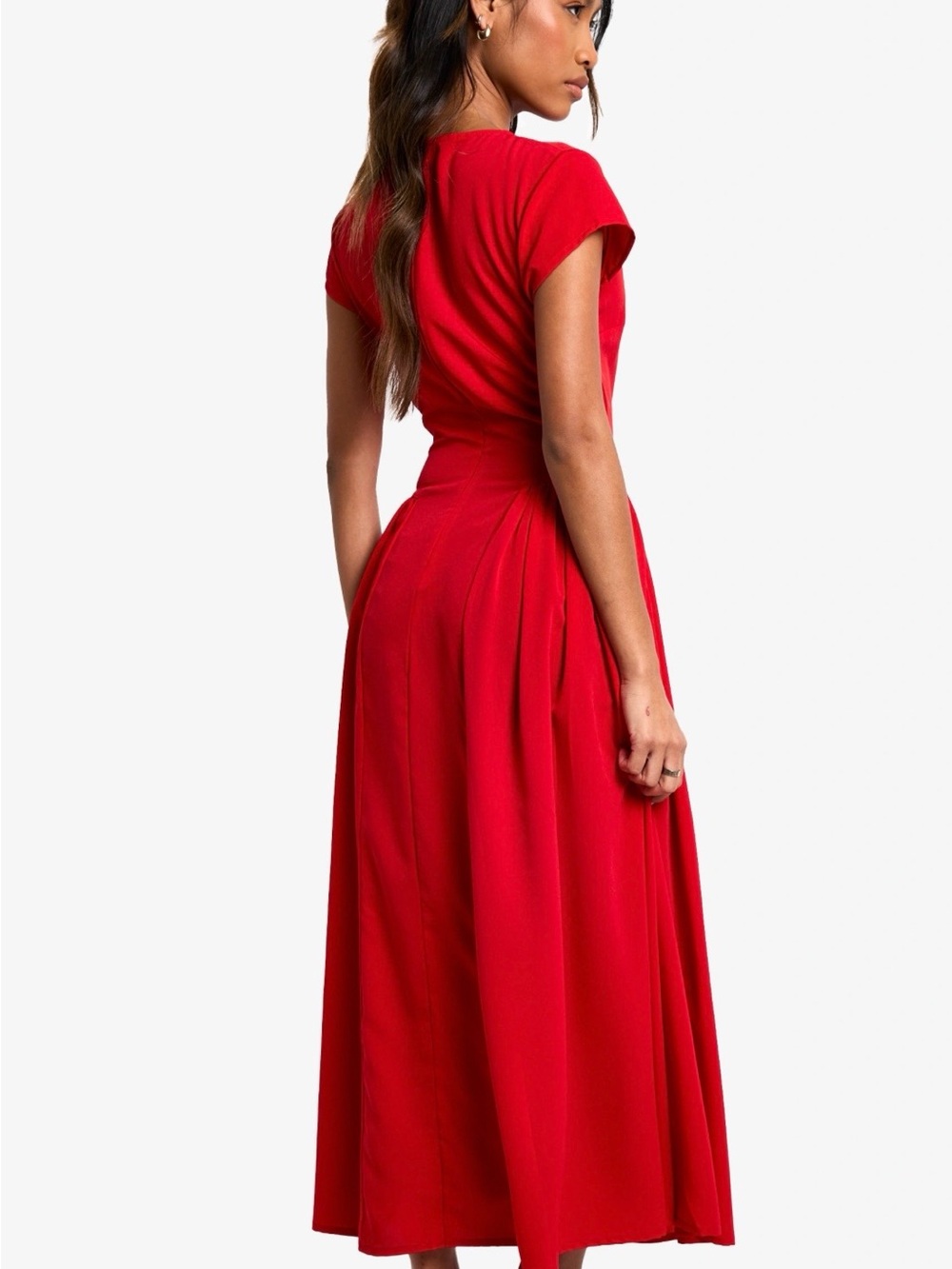 Elegant Red Maxi Dress with Short Sleeves - Picture 2 of 3